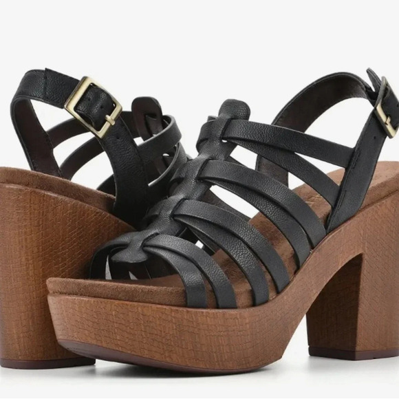 NWT WHITE MOUNTAIN Women's Black Alliance Cage Platform Clog High Heels 9.5 M - Picture 1 of 10